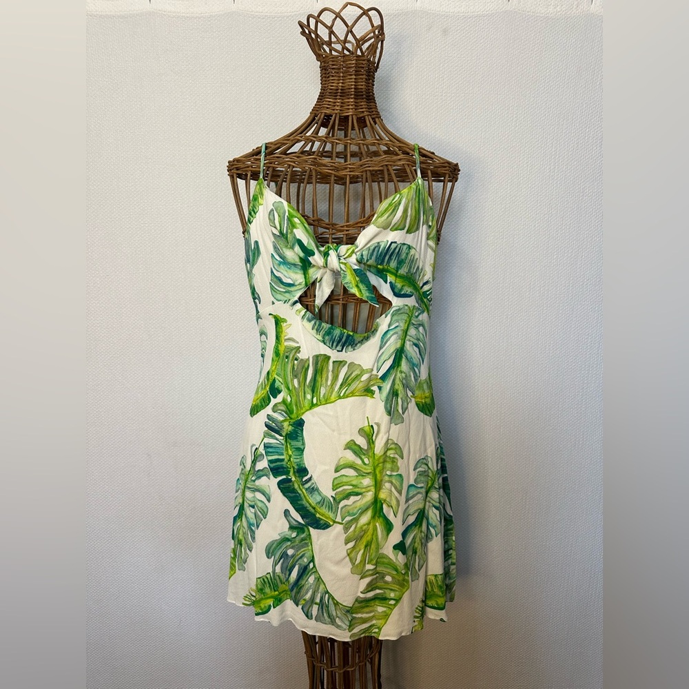 Revolve Privacy Please Cabana Mini Dress Green Palm - Size L